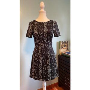 EUC French Connection Black White Chartreuse Cotton Dress Size 4